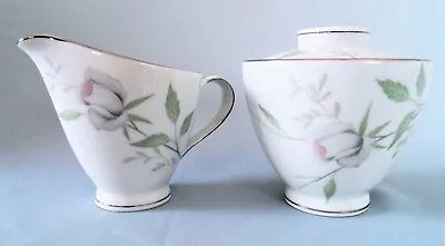 Mikasa Roselle Sugar Bowl W/Lid & Creamer Pattern 5402 Soft Rose EXCL CONDITION • $69.95
