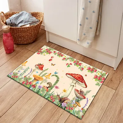 Strawberry Red Mushroom Purple Floral Beige Kitchen Mats for Floor Washable Rugs • $17.99