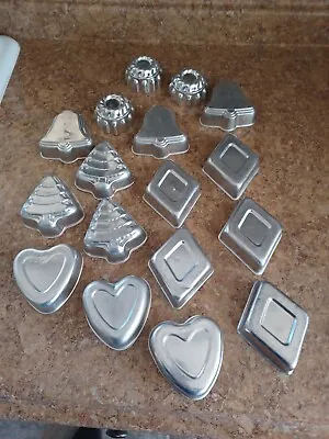 Lot 15 Vintage Mini Aluminum Tins Jello Gelatin Cake Tart Molds Pans Tartlet  • $24.90