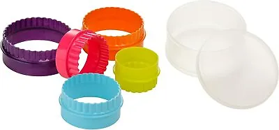 Biscuits Pastry Cookies Cutters Round Multi Coloured Fluted Plastic Set Of 5 • £5.99