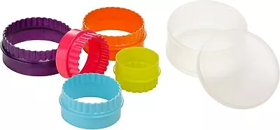 Biscuits Pastry Cookies Cutters Round Multi Coloured Fluted Plastic Set Of 5 • £5.99