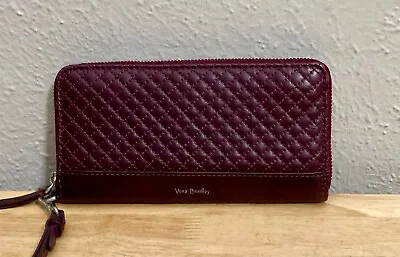 Vera Bradley Leather Carryall Accordion Wristlet/Wallet In Mulled Wine • $39