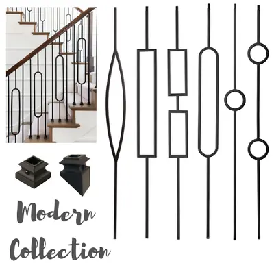 Iron Stair Balusters - Metal Stair Spindles - Satin Black Hollow Wrought Iron • $3.99