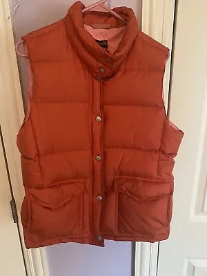 J Crew Womens Orange Down Insulated Quilted Vest Jacket Size L • $17.55