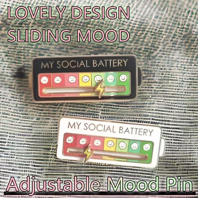 My Social Battery Mood Brooch Pin Interactive Enamel Badge Pins Corsage Badge AU • $6.59