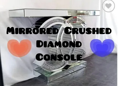 Luxury Mirrored Crushed Diamond Console Hallway Table Living Room Beautiful • £329.99