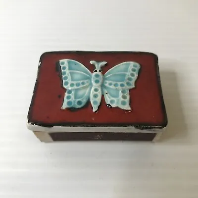 Butterfly Ceramic Match Box Lid With Match Box (empty) Vintage 1960s-70s A/F • $20