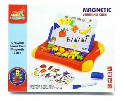 Magnetic Drawing Board Kids 2 In 1 Portable Learning Case Educational Toy • £9.99