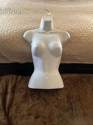 Plastic FEMALE TORSO HANGING MANNEQUIN White DRESS FORM WITH HANGER • $8