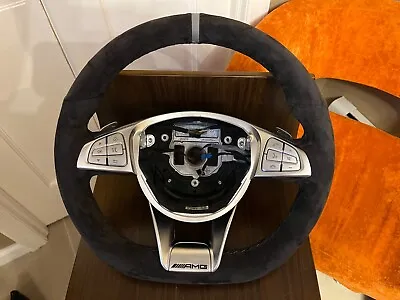 2015-2018 Mercedes C63 C43 GLE43 AMG Steering Wheel Gray Stitching Alcantara • $549