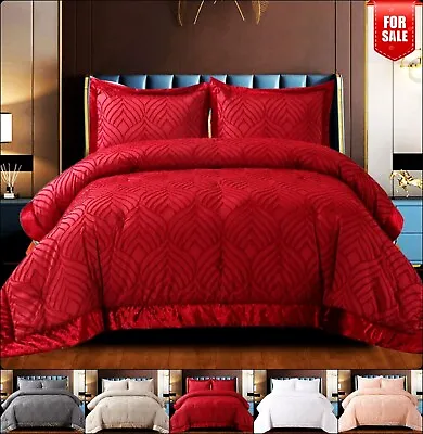 £42.65 • Buy Luxury Embossed Quilted Bedspread Bed Throw & Pillowcase Double King Bedding Set