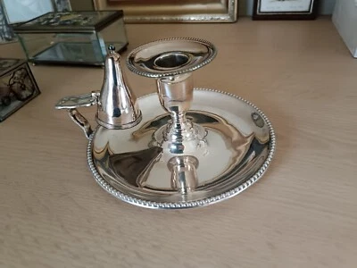 £19.99 • Buy Georgian Silver Plated Chamber-stick & Snuffer