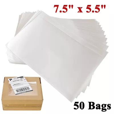 50PCS Clear Packing List Pouches 7.5  X 5.5  Invoice Shipping Envelope Adhesive • $6.89