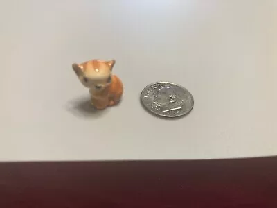 Vintage Miniature Ceramic Sitting Kitten - Orange - 1/2  Tall • $8