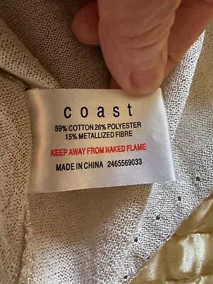 Ladies Gold Cotton Metallic Bolero Style Cardigan Size 14 Coast Hardy Worn • £20