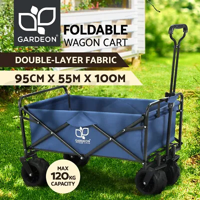 Gardeon Garden Cart Folding 120kg Trolley Camping Wagon Barrow Outdoor Beach • $108.95