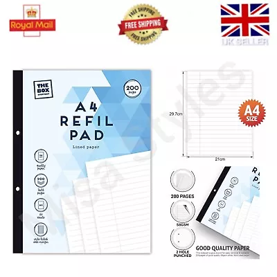 200 Pages Refill Pad A4 High Quality Lined Wide Ruled Margin Notes Book 58gsm • £3.79