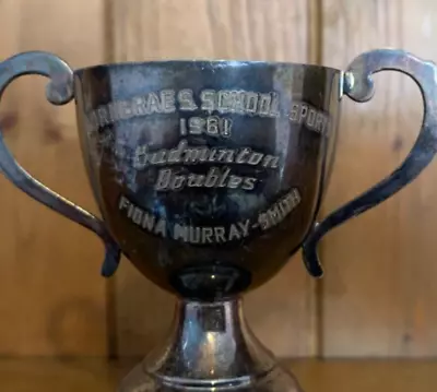 1961 Burnbrae School Badminton Vintage Silver Plate Trophy Trophies Loving Cup • $34.83