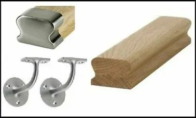 £103 • Buy Wall LHR Handrail Oak & Brushed Fittings Handrail Kit Quality Uk Manufactured!