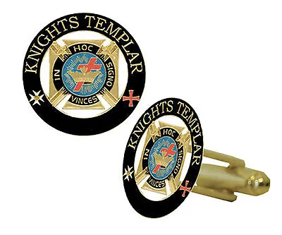 Knights Of Templar Masonic Cufflinks - Gold Tone W/ Color Freemasons Symbol • $22.99