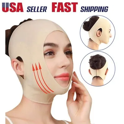 $9.09 • Buy Reusable V Line Face Slimming Double Chin Reducer Mask Lifting Belt Anti-Wrinkle