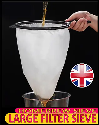 REUSABLE STRAINING SIEVE 25cm HOP FILTER HOMEBREW BEER WINE JAM FRUIT MUSLIN • £12.99