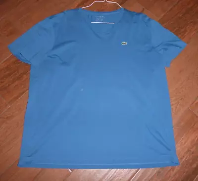 $24.99 • Buy LACOSTE V-Neck Pima Cotton Blue T-Shirt Men's Size 8 US 3XL EUC!