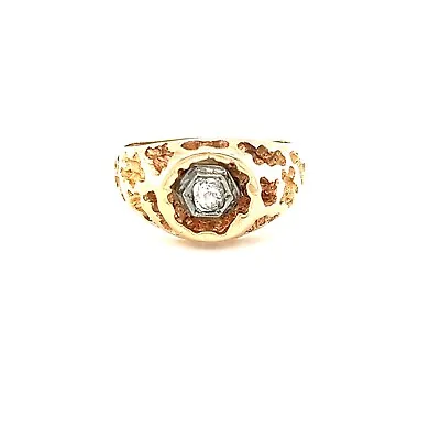 MEN’S VINTAGE MINE CUT AND GOLD NUGGET RING Band 14K Yellow Gold SIZE 9.25 Gift • $890