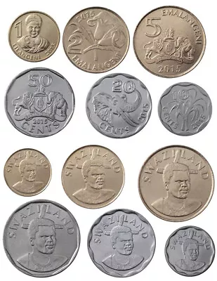 SWAZILAND COMPLETE COIN SET 10+20+50 Cents +1+2+5 Emalangeni 2015 UNC LOT Of 6 • $7.99