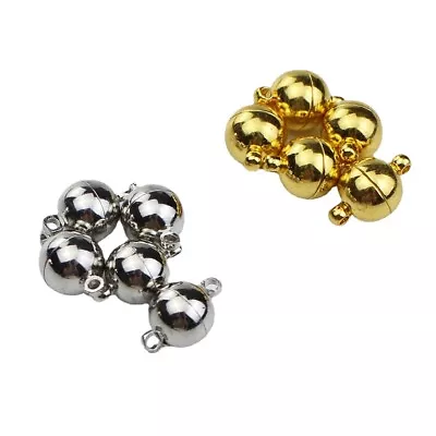 20pcs Round Ball Strong Magnetic Clasps For Jewellery Making Silver/Gold Plated • £10.79