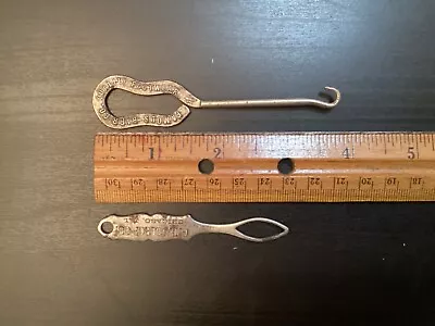 2 Antique Advertising Shoe Button Hook Tools Famous Barr & G. H. Bishop Chicago • $10.95