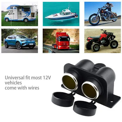 Waterproof Power Dual Socket Car Motorcycle Cigarette Lighter Plug 12V Outlet  • $9.99