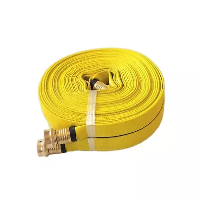 Pack Of-2 Forestry Grade Lay Flat Fire Hose W/Garden Thread 3/4in.x50 Ft. YELLOW • $162.88