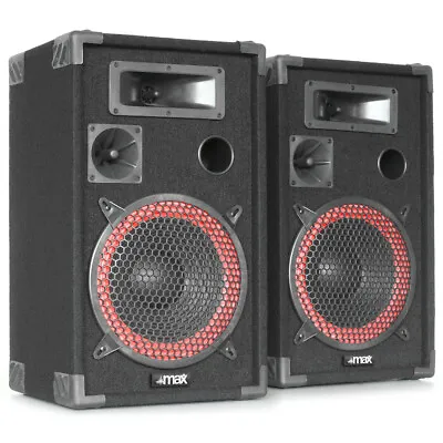 Pair Of Max XEN 3508 Red Cone 8  Passive Bedroom DJ Speakers 500W • £107.99