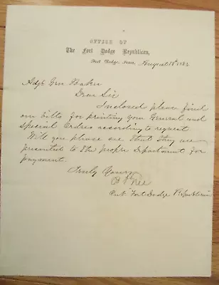 Iowa Civil War  General Nathaniel Baker Order Letter 1864 • $225