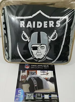 New* Oakland Raiders 5 Piece Bedding Set Sheet Set Twin Size  • $71.74