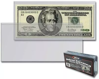 50 SEMI-RIGID Vinyl Money Protector Sleeves US Dollar Bill CURRENCY HOLDERS BCW • $19.85