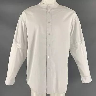 HUSSEIN CHALAYAN Size S White Solid Cotton Nehru Collar Long Sleeve Shirt • £228.88