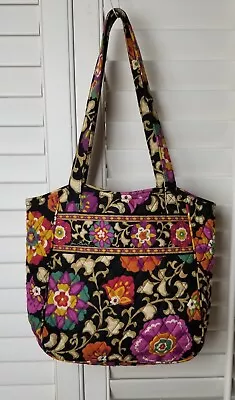 VERA BRADLEY Retired SUZANI Tote/ Shoulder Bag Purple/Black/ Green.  11X14 EUC • $21.95