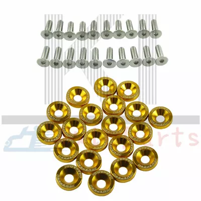 Universal 20 PCS GOLD Aluminium Fender Washers/Bolt ENGINE BAY Dress-Up Kit • $8.88