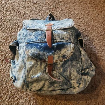 Vintage 80's Acid Stone Wash Denim Backpack Fashion Club Monarch Luggage Co • $12.99