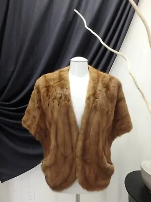 Wild American Mink Real Fur Brown CAPE Coat Jacket One Size 45746 • $49