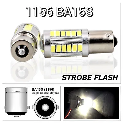 Strobe Front Signal 1156 BA15S 33SMD 180° LED Projector Lens White Bulb K1 HAK • $16.50