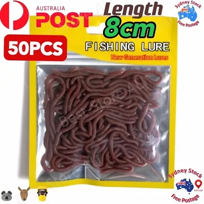 $9.48 • Buy 50PCS/Pack 8cm Soft Earthworm Fishing Bait Red Worm Lures Grub Simulation Tackle