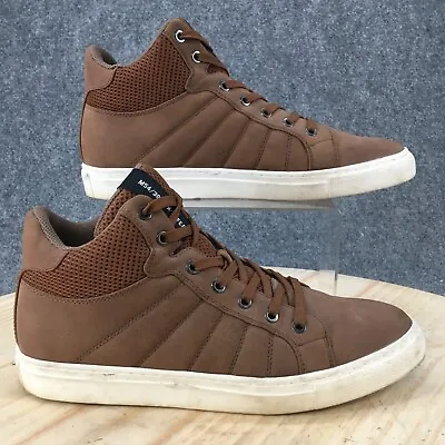 H&M Shoes Mens 9 High Tops Sneakers Brown Faux Leather Lace Up Casual Comfort • $15.90