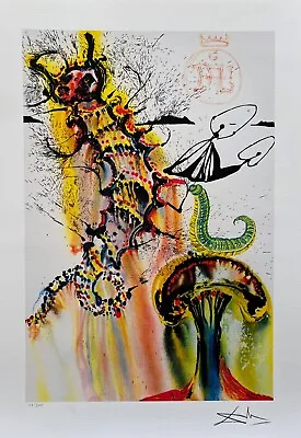 $99.99 • Buy Salvador Dali ADVICE FROM CATERPILLAR Signed Giclee 24 X17  Alice In Wonderland