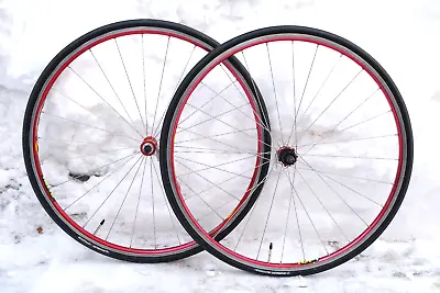 Vintage Mavic Helium Road Bike Wheelset RED Anodized 700C 9/10/11s Open Pro 90s • $239.99