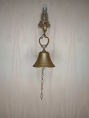 Vintage Wall Mount Brass Bell Wall Decor / Door Knocker With Chain • $49.99
