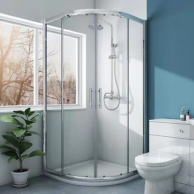 £142.99 • Buy Offset Quadrant Shower Enclosure And Tray Sliding Door Walk In Glass Cubicle