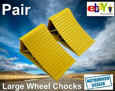 RV Wheel Chocks Yellow Large Pair Caravan CHOCK Trailer TANDEM AVAN JAYCO PARTS • $19.90